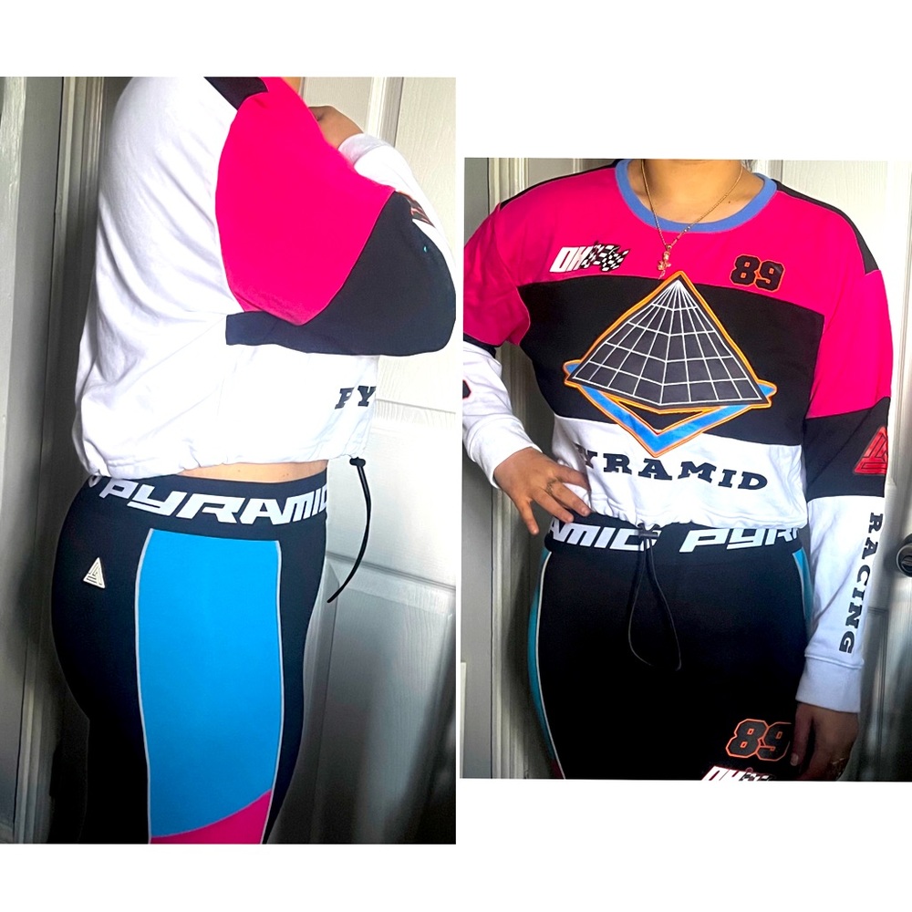 NWT black pyramid racing 2 piece set (Chris brown clothing line) women l/xl
